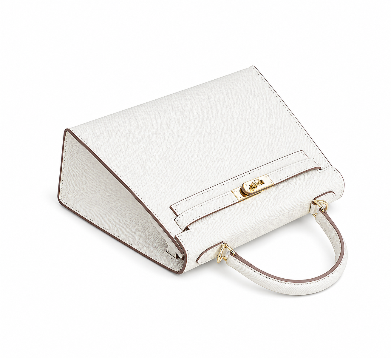 Ivory Lock Structured Top Handle Bag