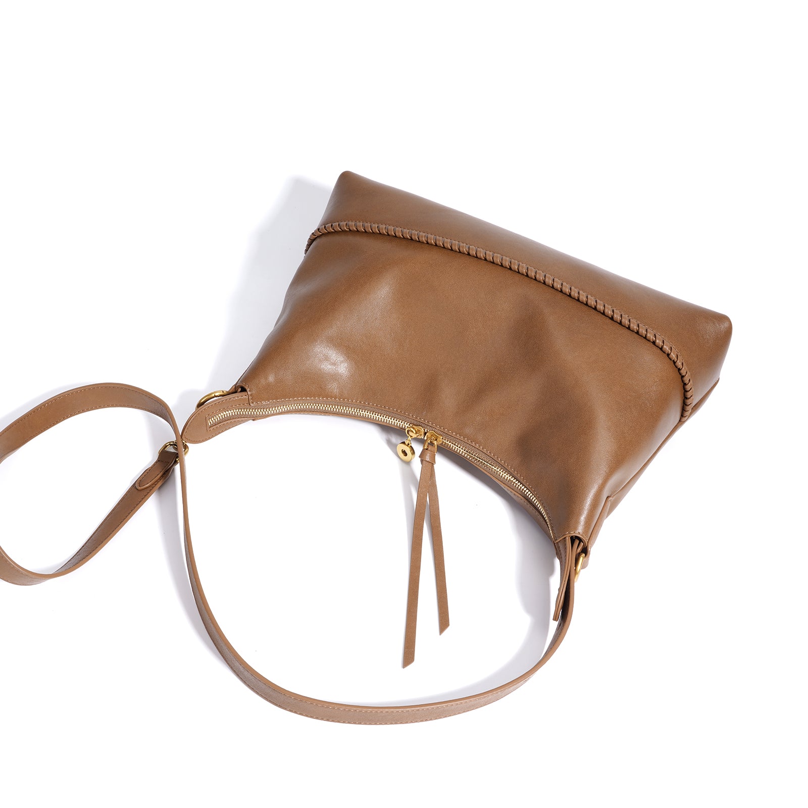 Leather Microfiber Saddle Crossbody Bag