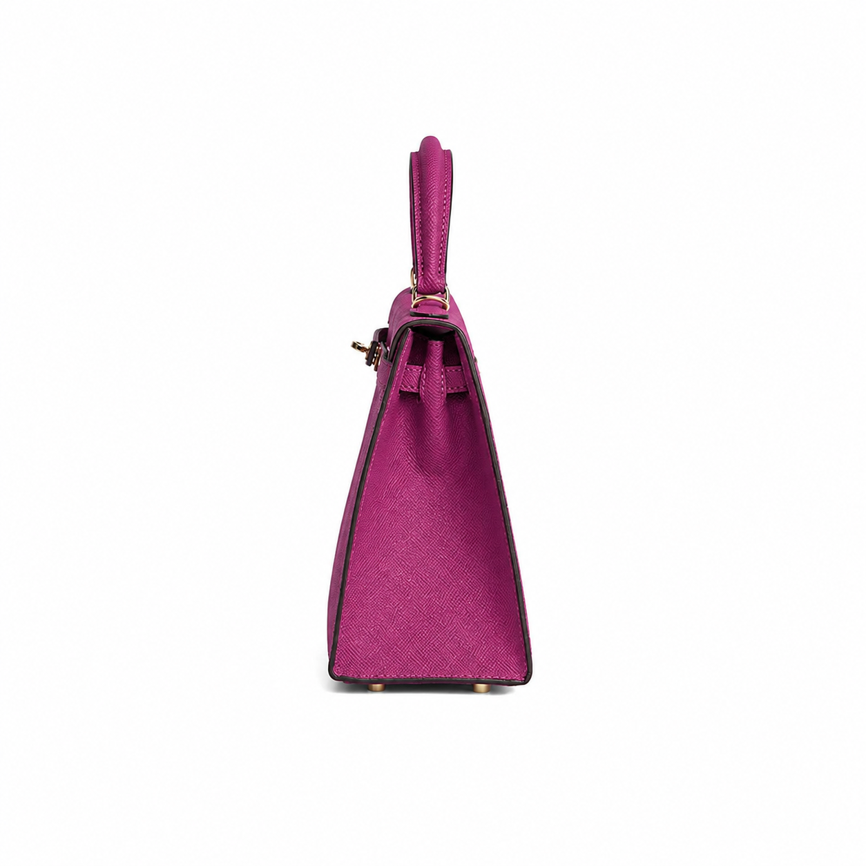 Magenta Lock Top Handle Satchel Bag
