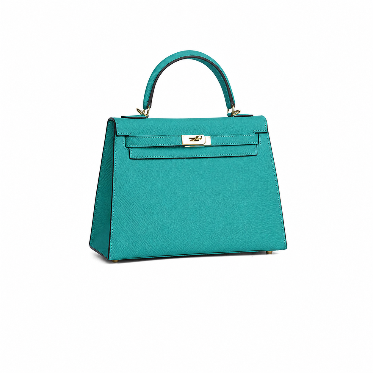 Teal Arc Lock Structured Handle Bag