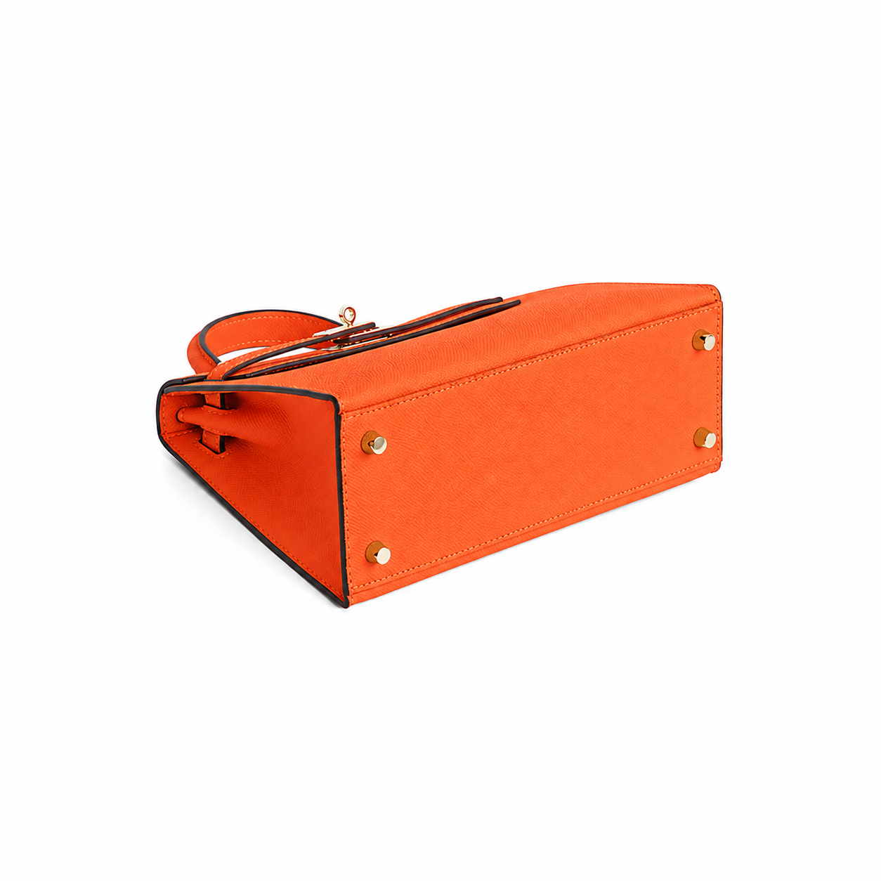 Tangerine Lock Top Handle Satchel Bag