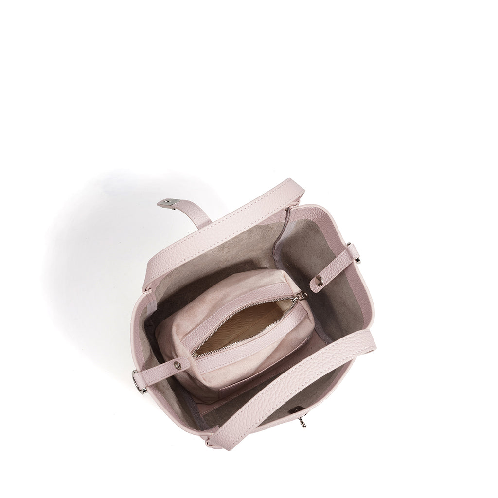 Structured Leather Drawstring Bucket Bag