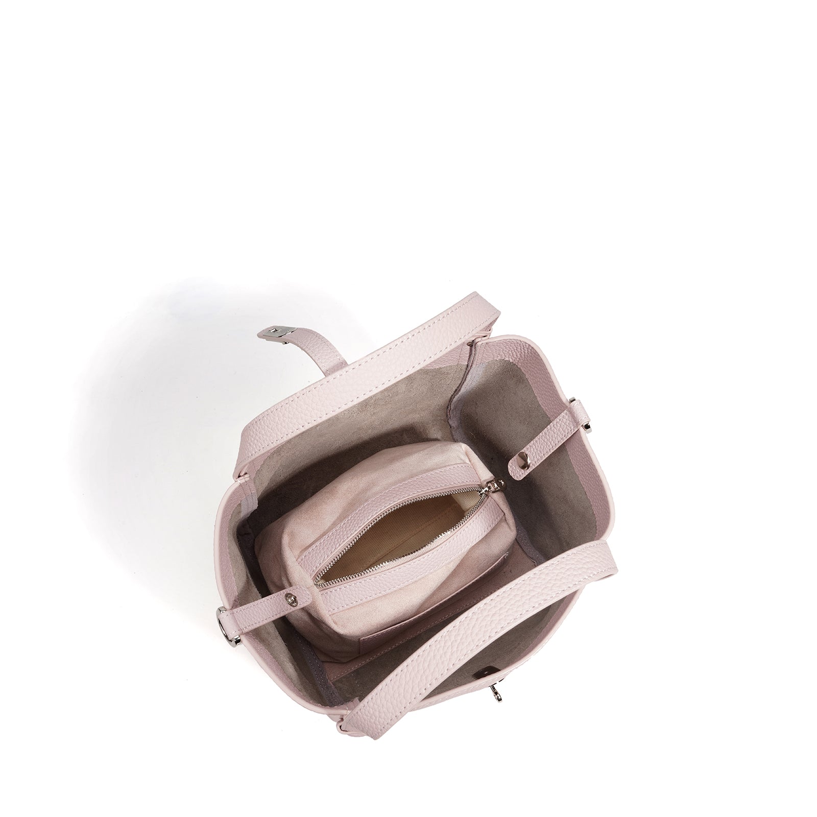 Structured Leather Drawstring Bucket Bag