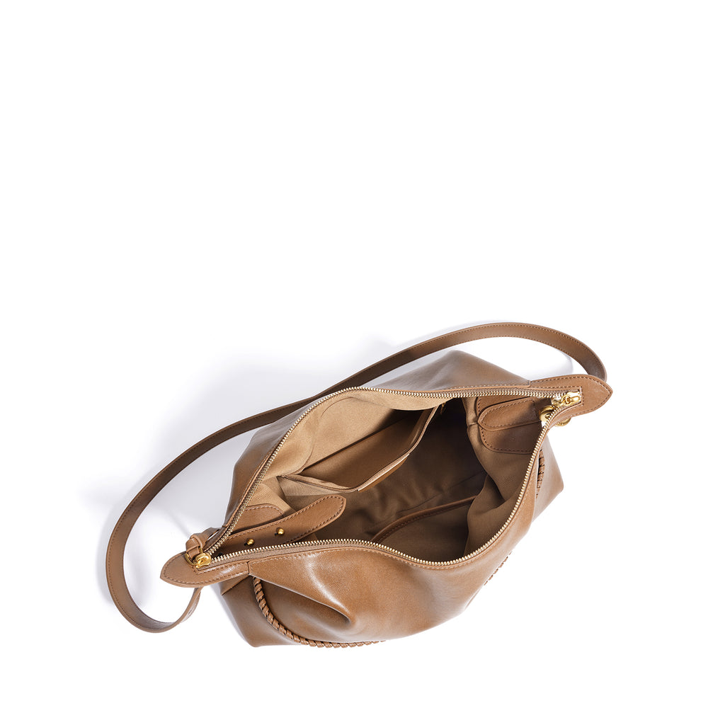 Leather Microfiber Saddle Crossbody Bag