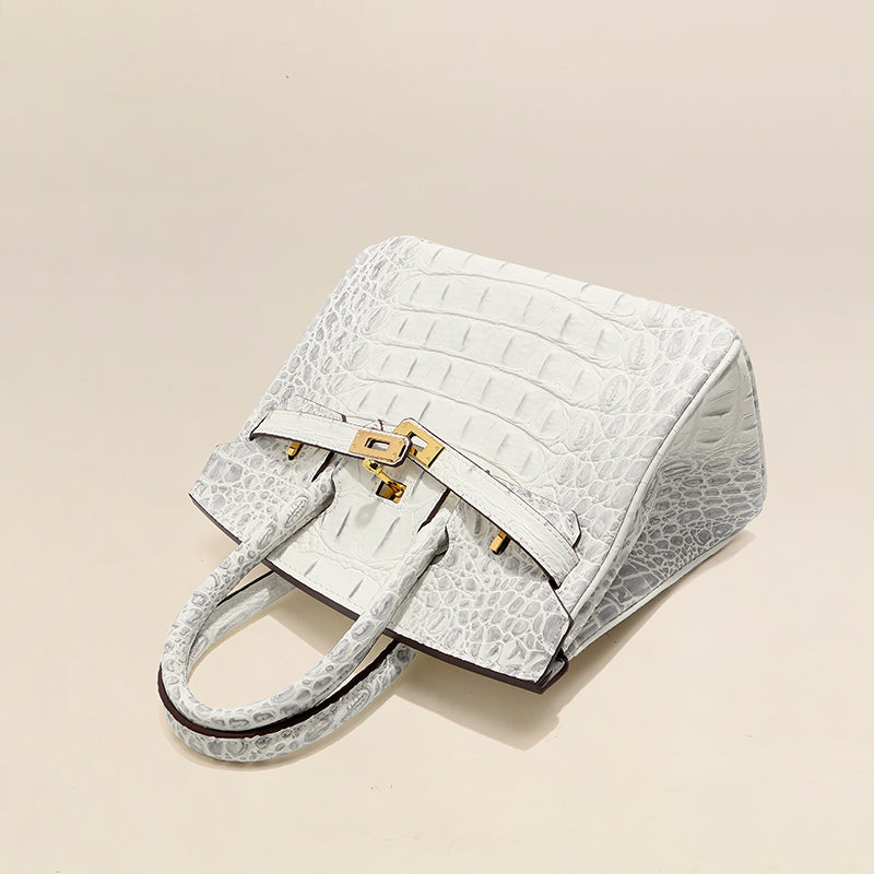 Top Grain Cowhide Pebbled Platinum Bag