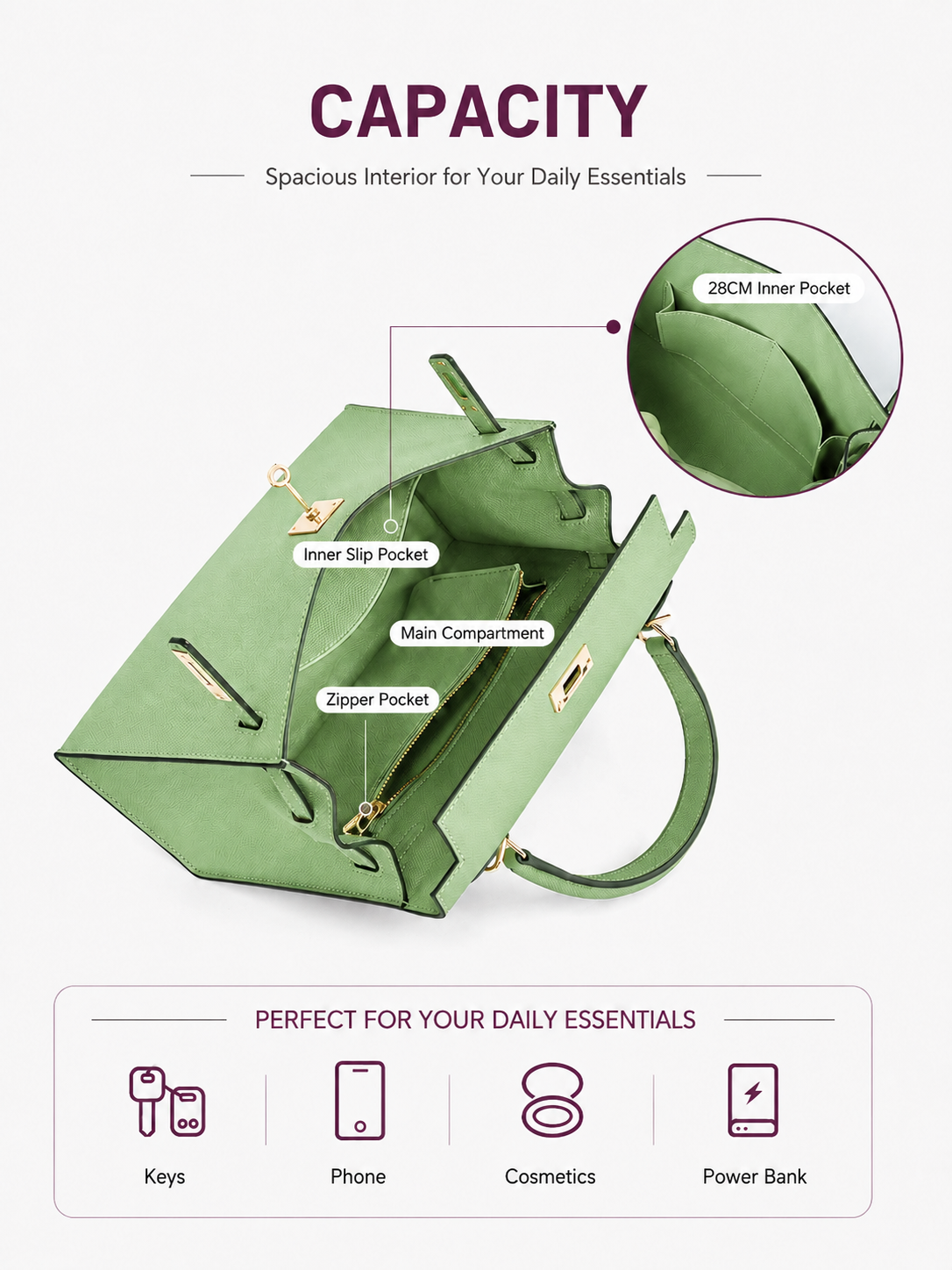 Sage Lock Top Handle Bag outfit scenario