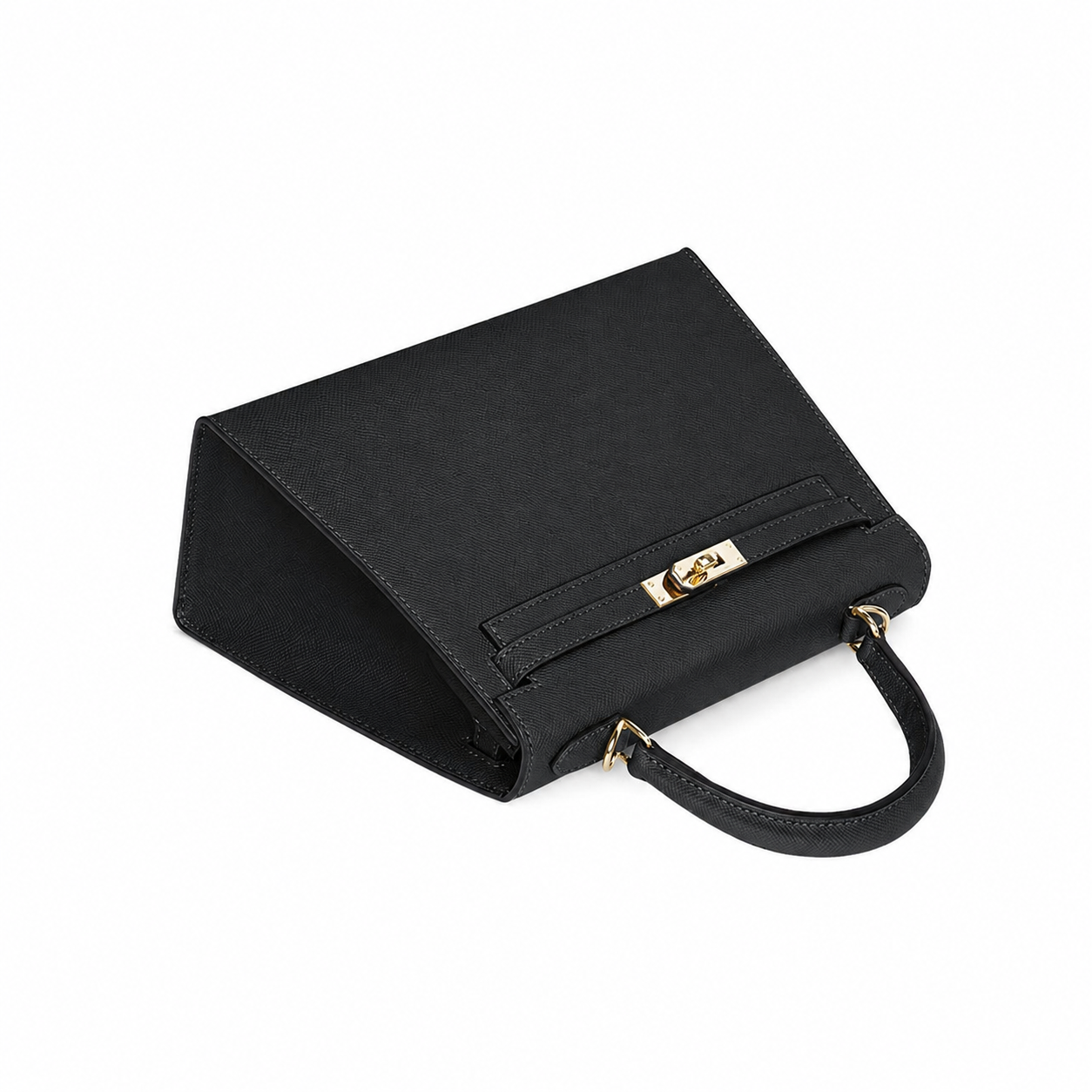 Noir Lock Structured Top Handle Bag