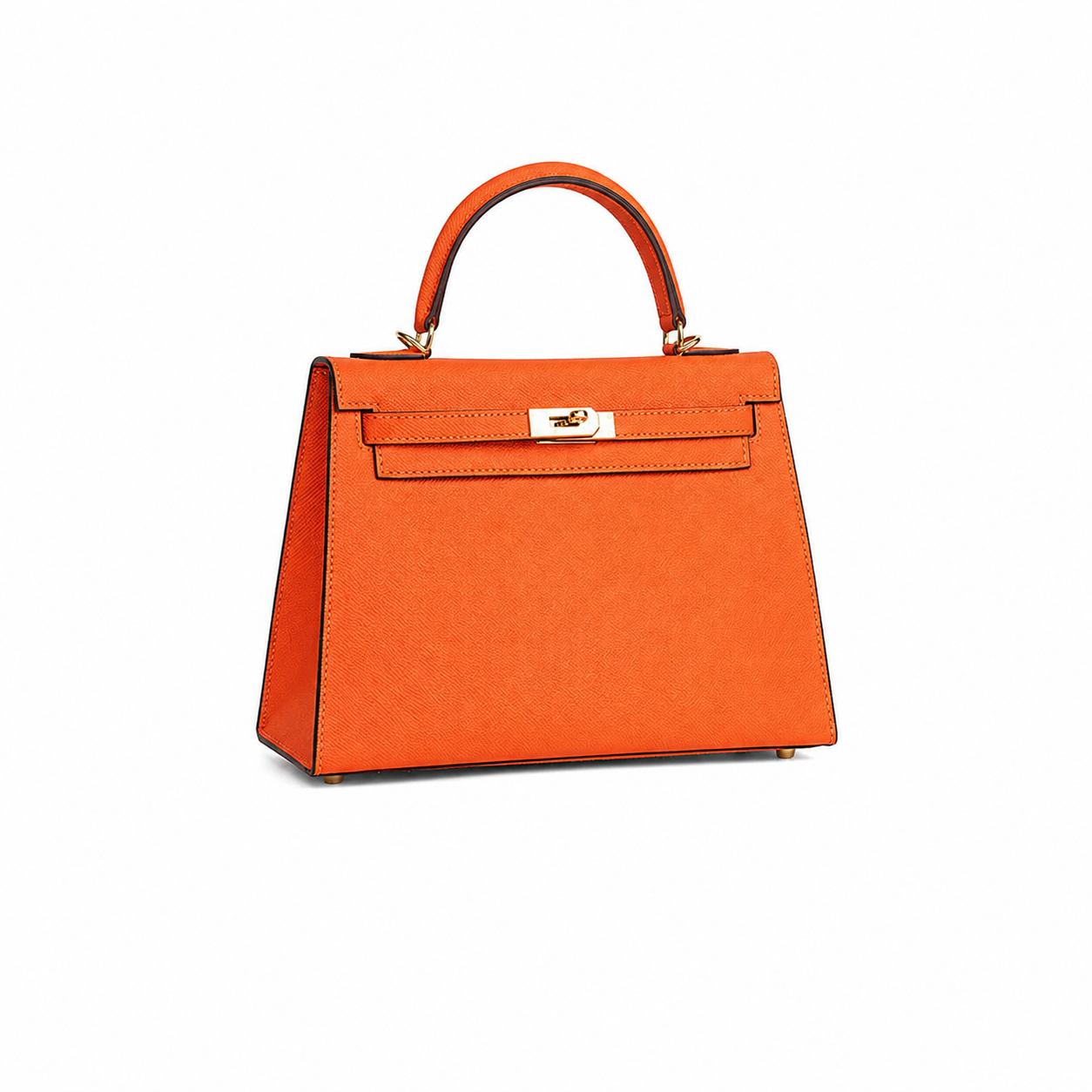 Tangerine Lock Top Handle Satchel Bag