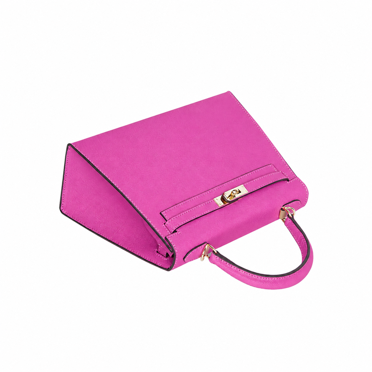 Fuchsia Lock Top Handle Bag