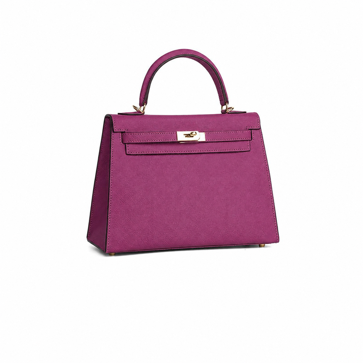 Magenta Lock Top Handle Satchel Bag