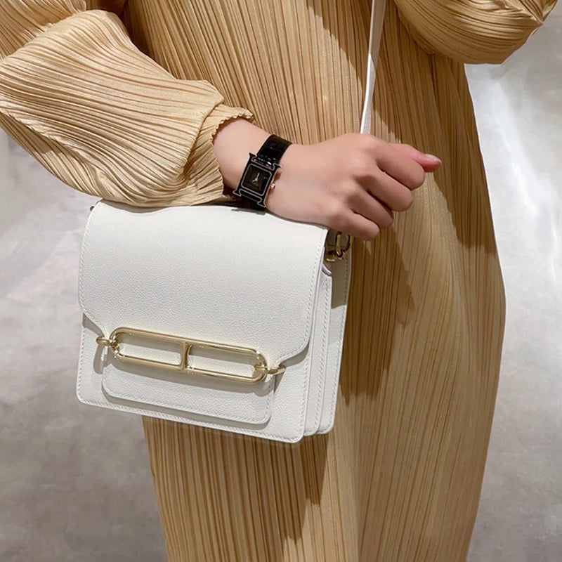 Top Grain Cowhide Tofu Crossbody Bag