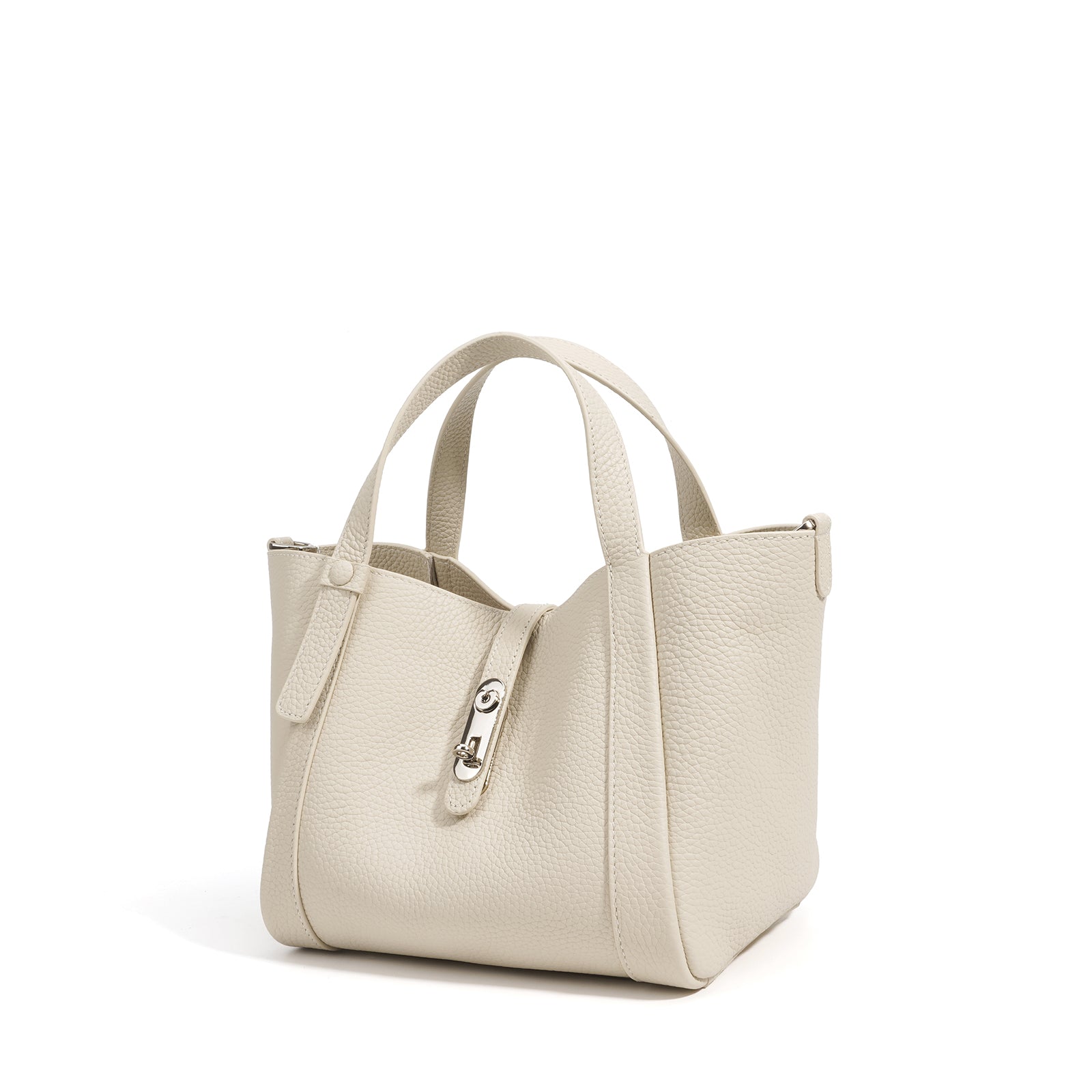 Structured Leather Drawstring Bucket Bag