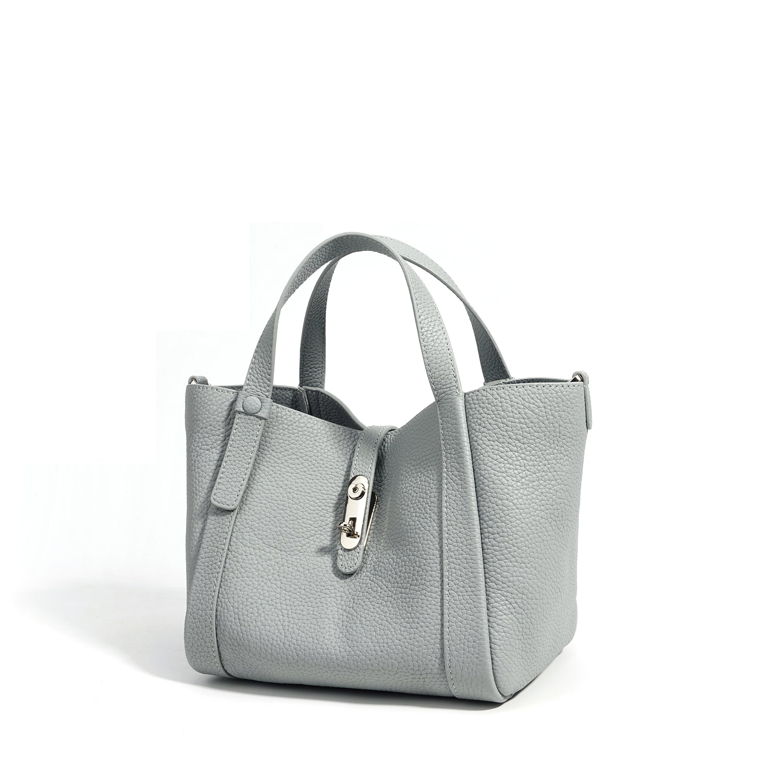 Structured Leather Drawstring Bucket Bag