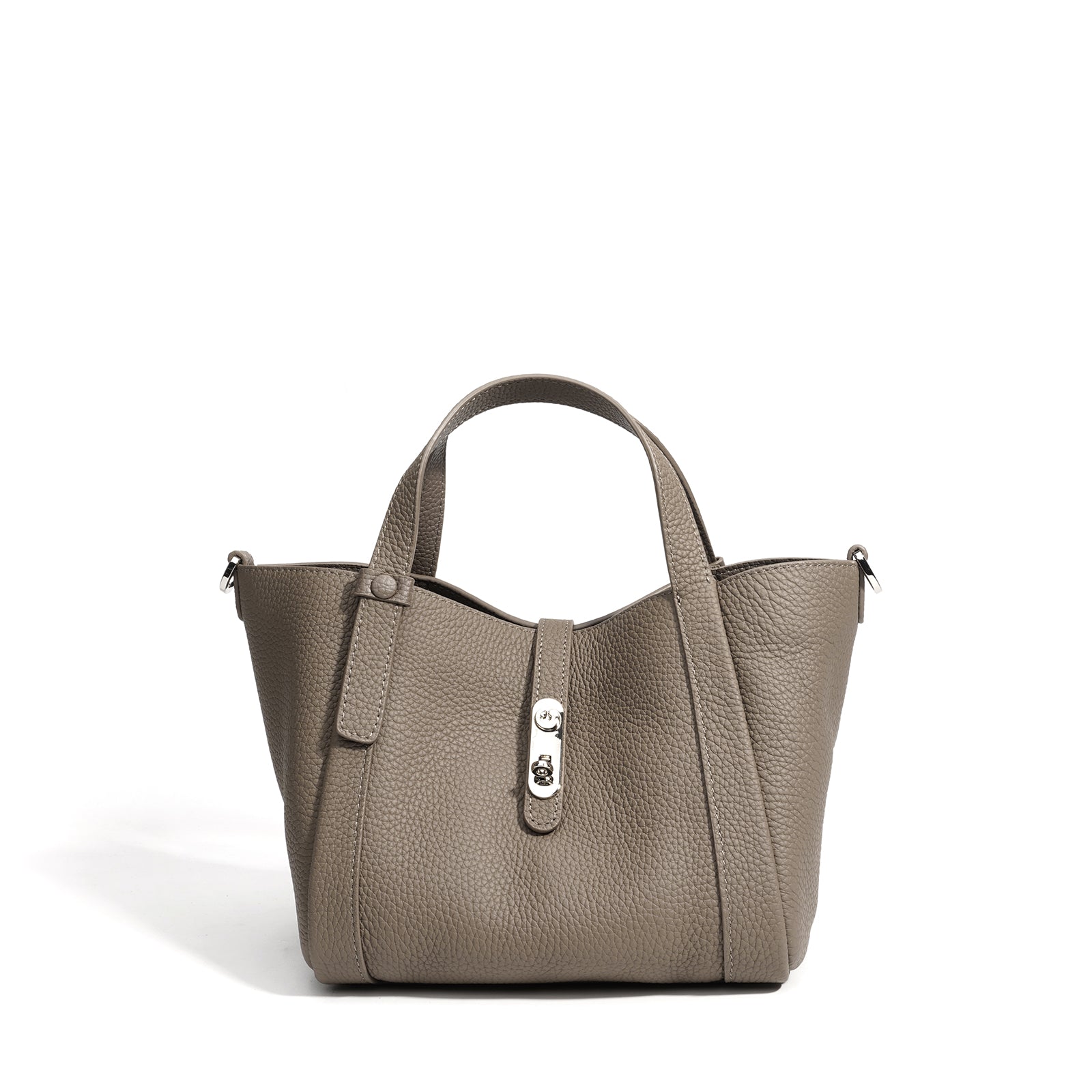 Structured Leather Drawstring Bucket Bag