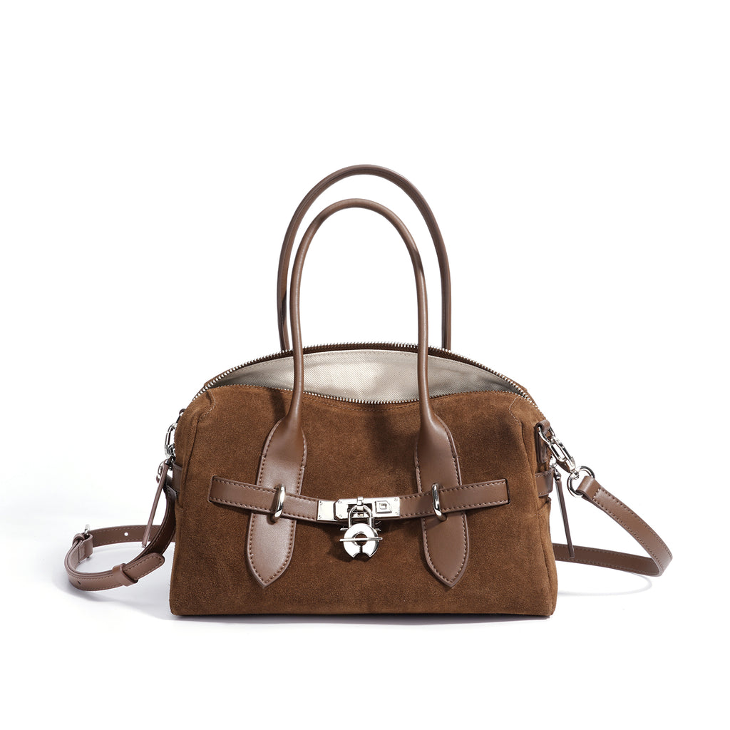 Top Grain Cowhide Suede Accordion Bag