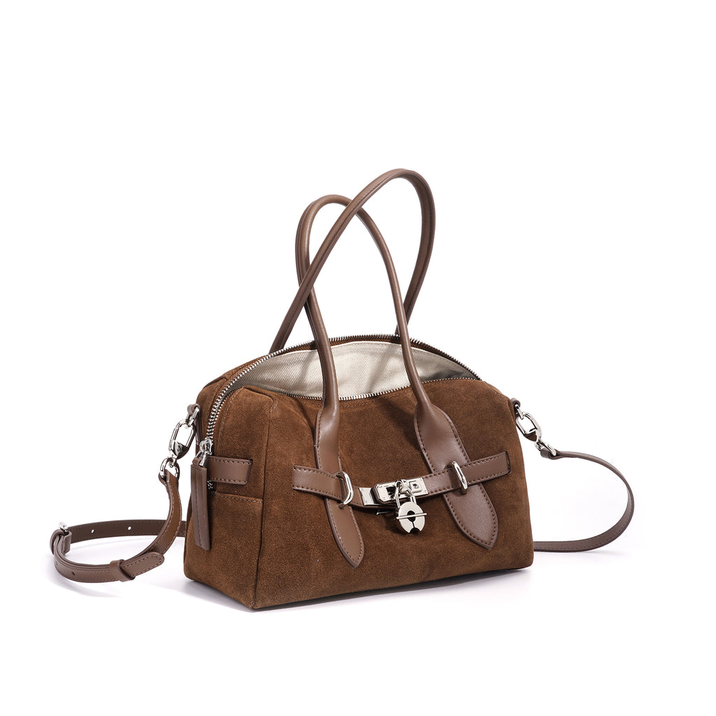 Top Grain Cowhide Suede Accordion Bag