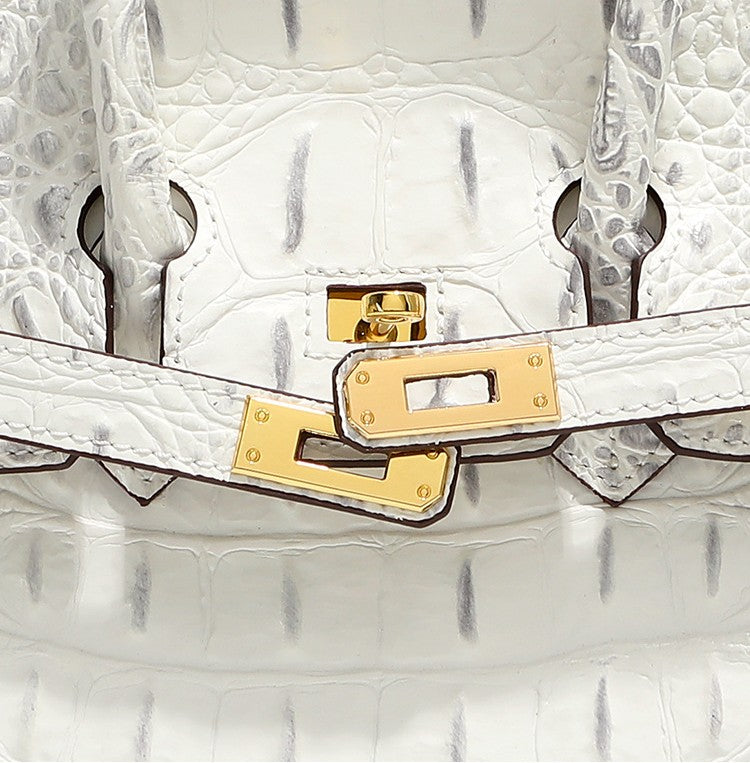 Top Grain Cowhide Pebbled Platinum Bag