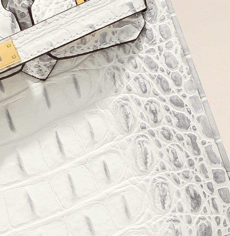 Top Grain Cowhide Pebbled Platinum Bag