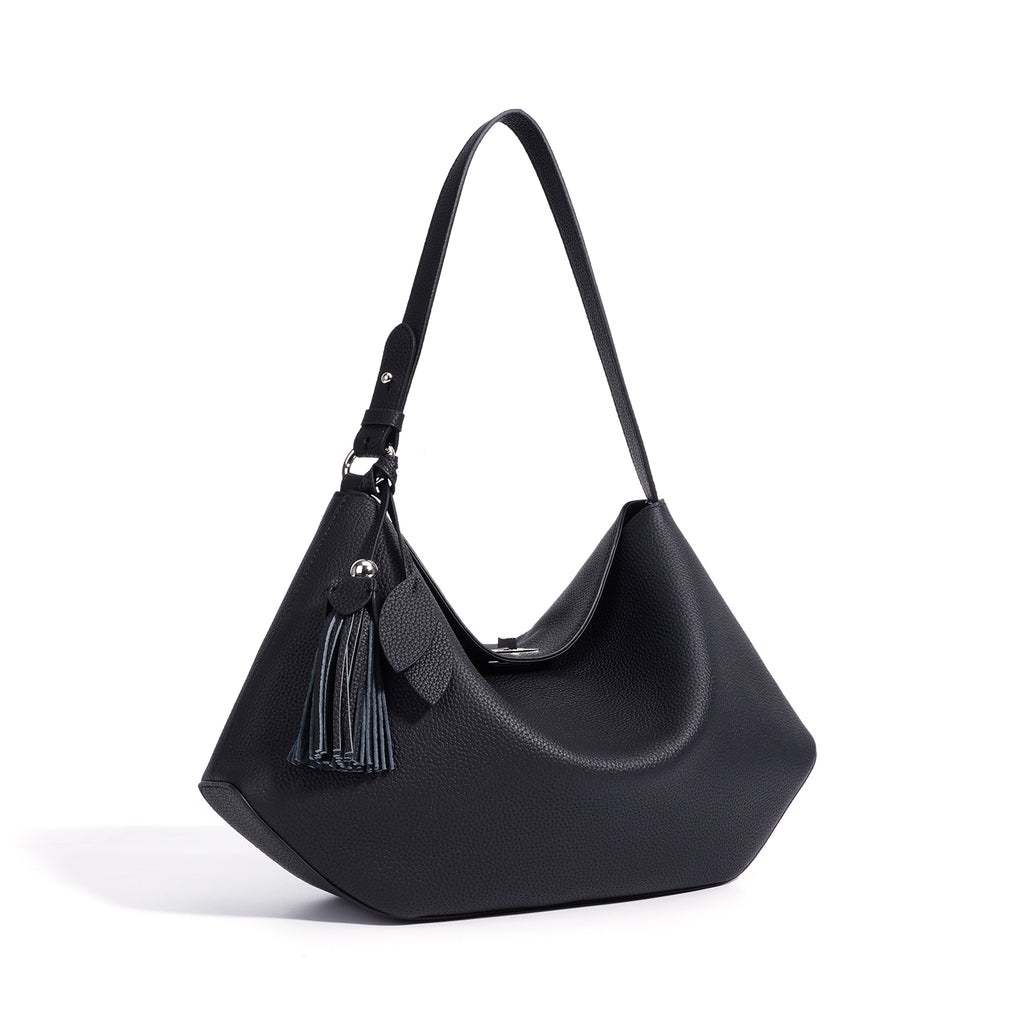 Structured Leather Trapezoid Crossbody Bag