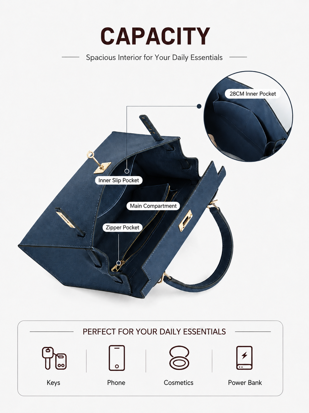 Midnight Blue Structured Top Handle outfit scenario