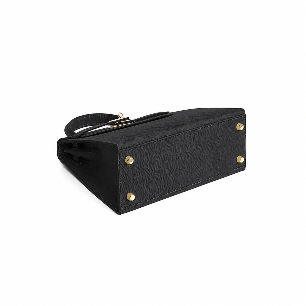 Noir Lock Structured Top Handle Bag
