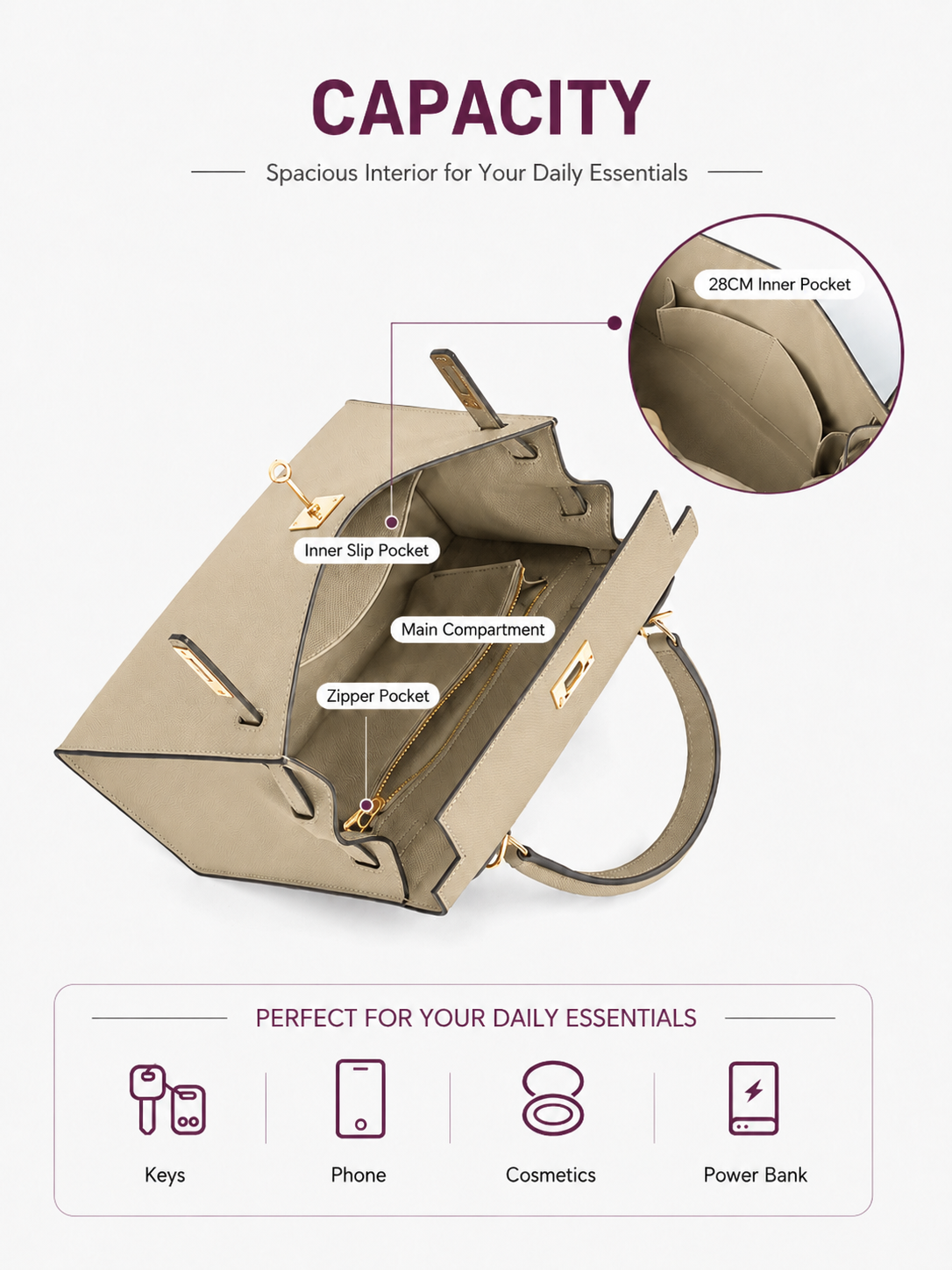 Taupe Lock Top Handle Bag outfit scenario