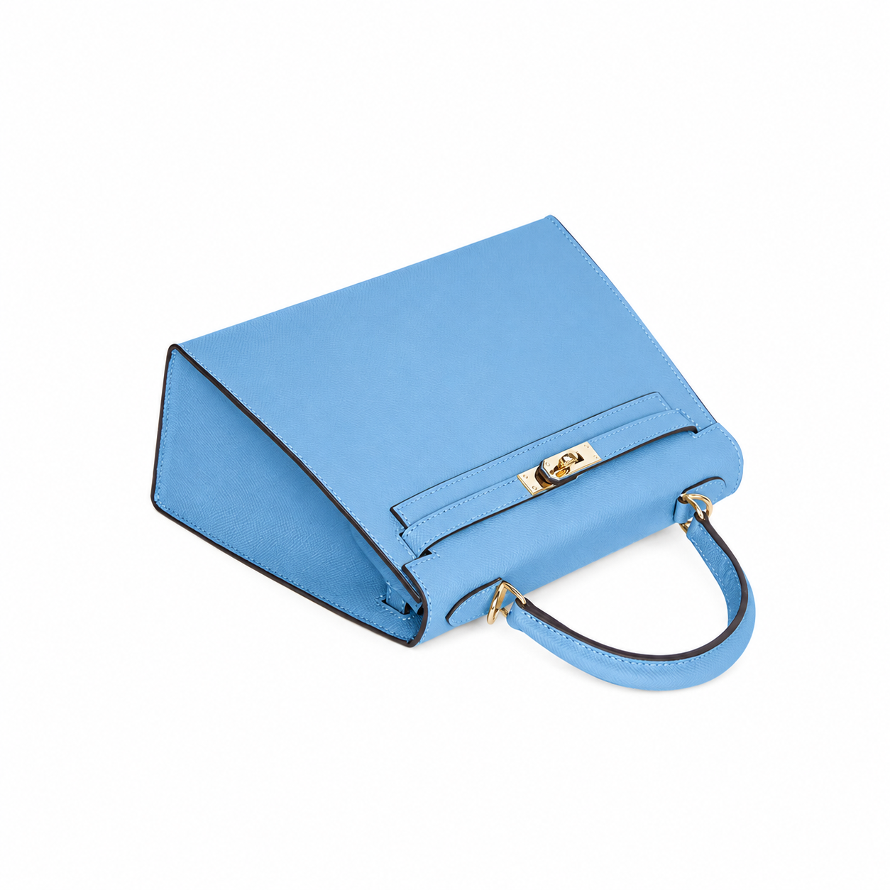 Sky Blue Lock Top Handle Bag