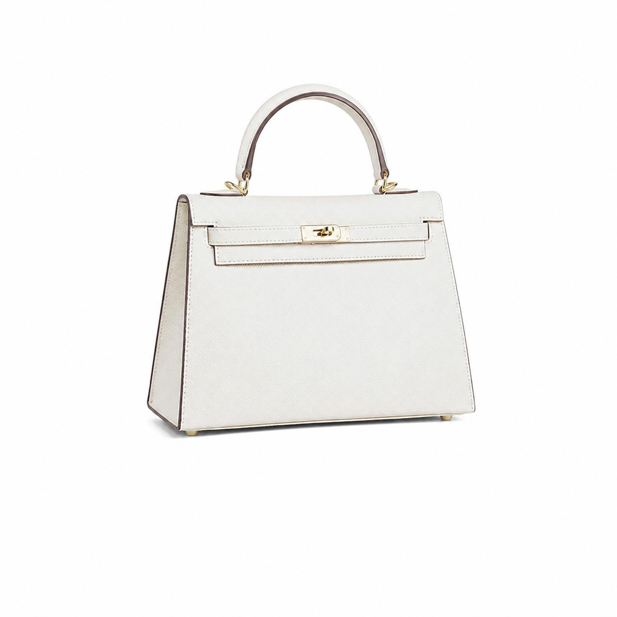 Ivory Lock Structured Top Handle Bag