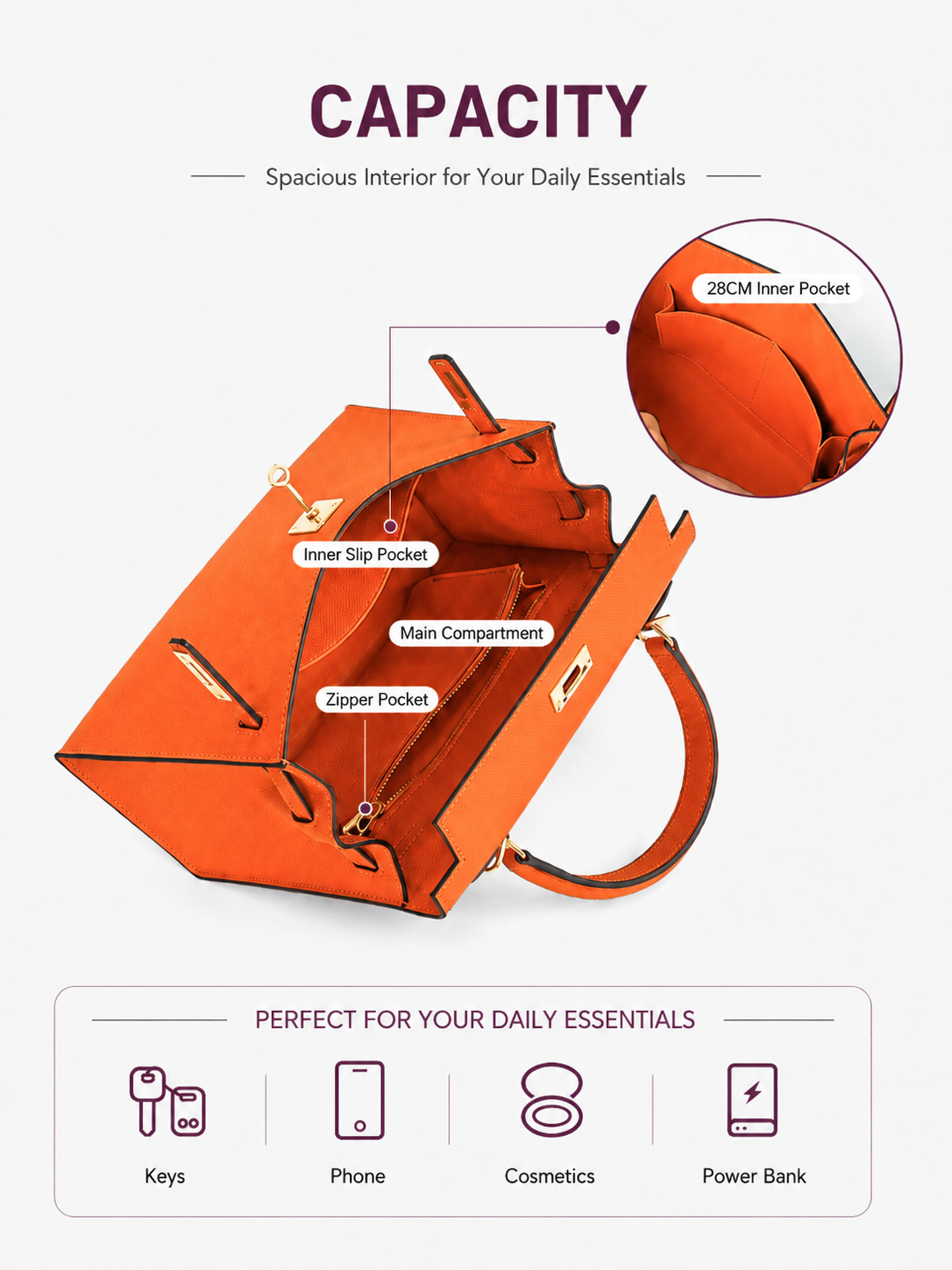 Tangerine Lock Top Handle Satchel Bag outfit scenario