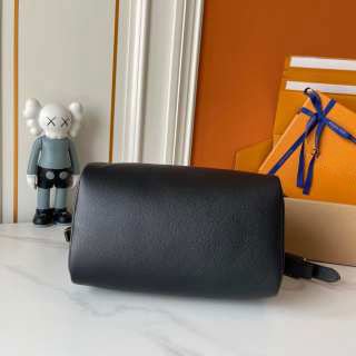 Black Grained Leather Boston Satchel - VVISN