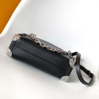 Black Grained Leather Side Trunk Bag - VVISN