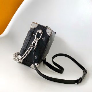 Black Grained Leather Side Trunk Bag - VVISN