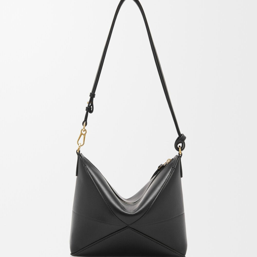 Black Puzzle Fold Nappa Leather Pouch - VVISN