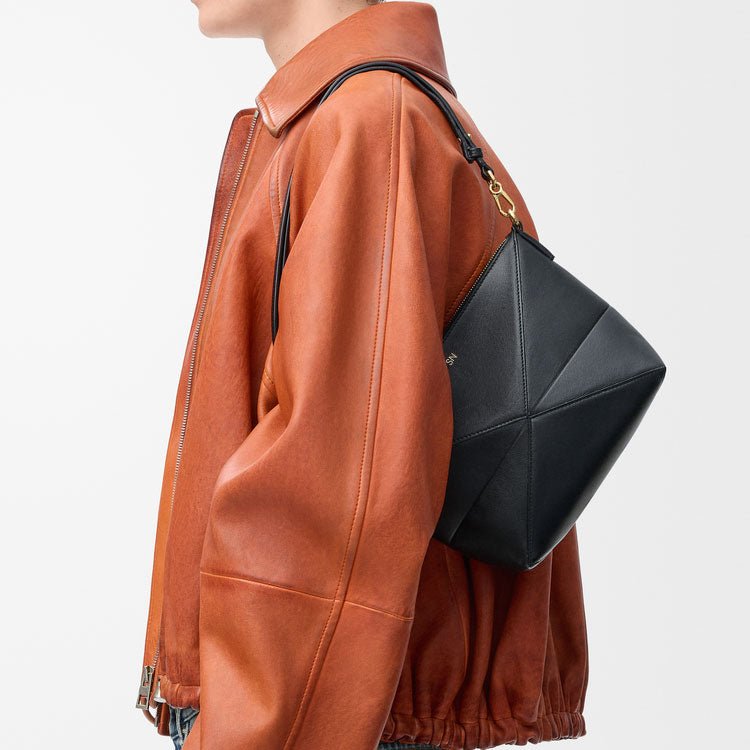 Black Puzzle Fold Nappa Leather Pouch - VVISN