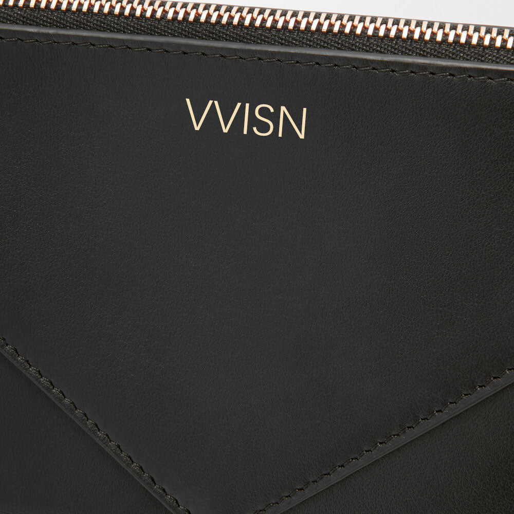 Black Puzzle Fold Nappa Leather Pouch - VVISN