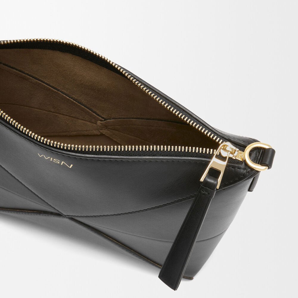 Black Puzzle Fold Nappa Leather Pouch - VVISN