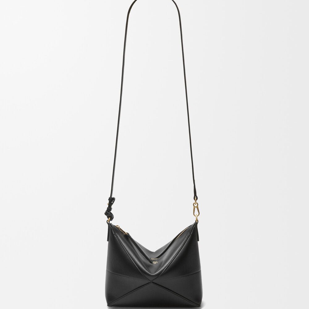 Black Puzzle Fold Nappa Leather Pouch - VVISN