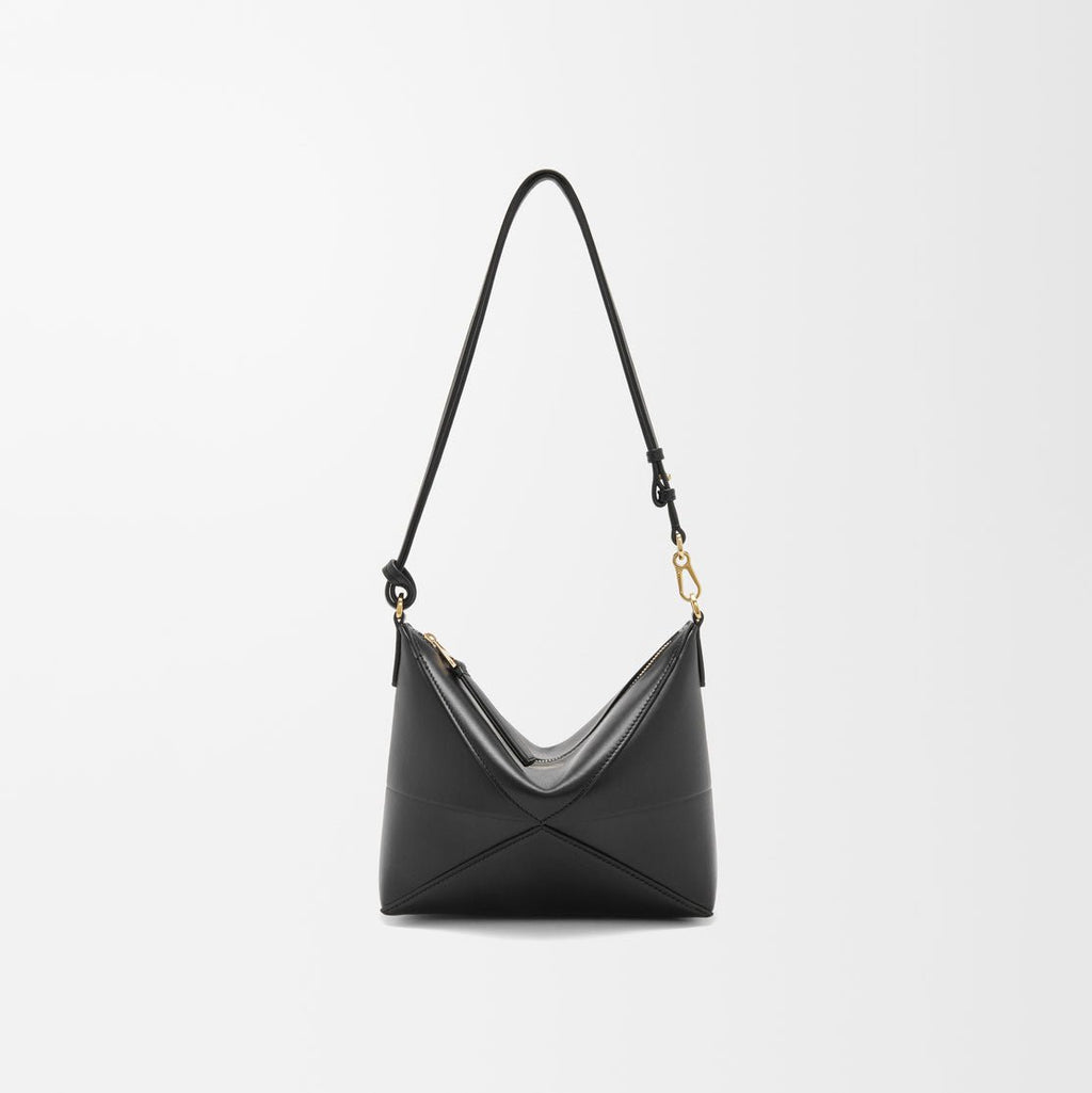 Black Puzzle Fold Nappa Leather Pouch - VVISN