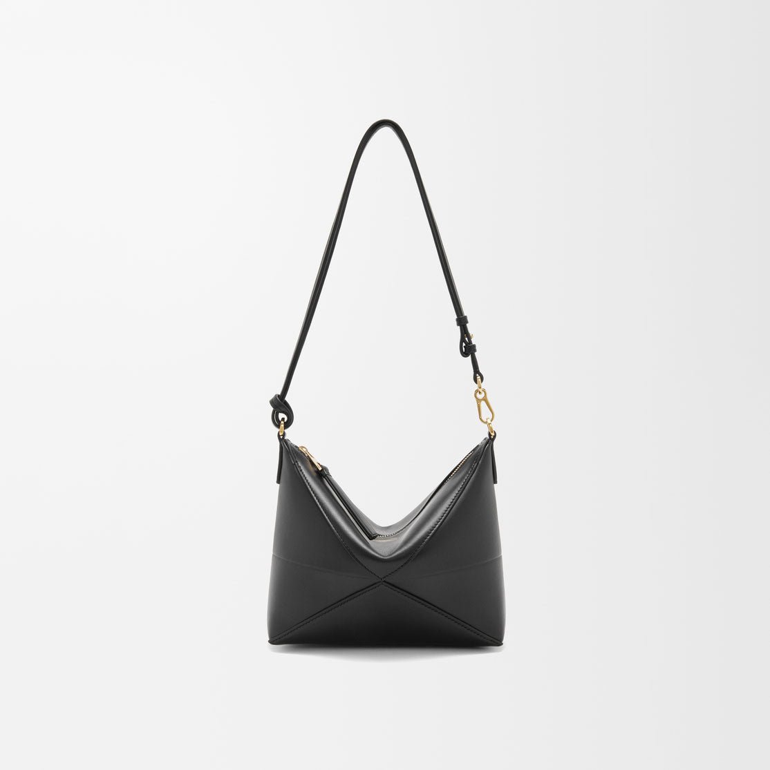 Black Puzzle Fold Nappa Leather Pouch - VVISN