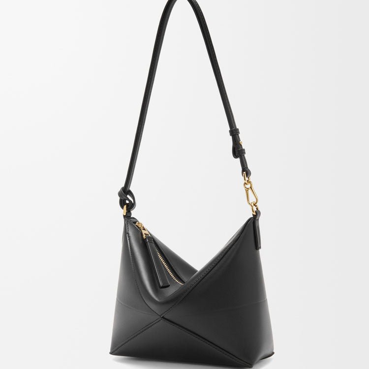 Black Puzzle Fold Nappa Leather Pouch - VVISN