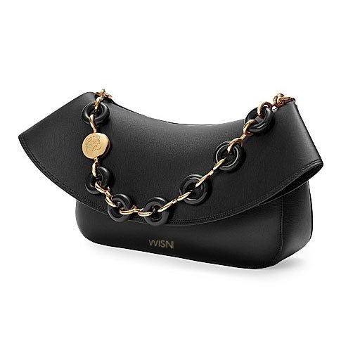 Black Smooth Calfskin Ola Shoulder Bag - VVISN