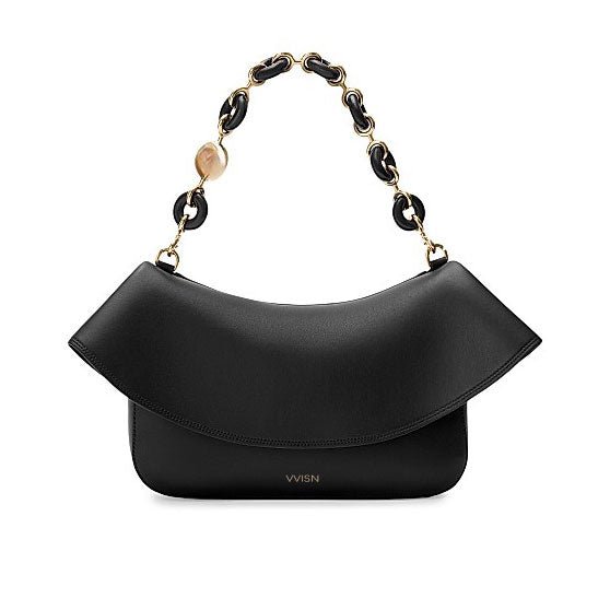 Black Smooth Calfskin Ola Shoulder Bag - VVISN