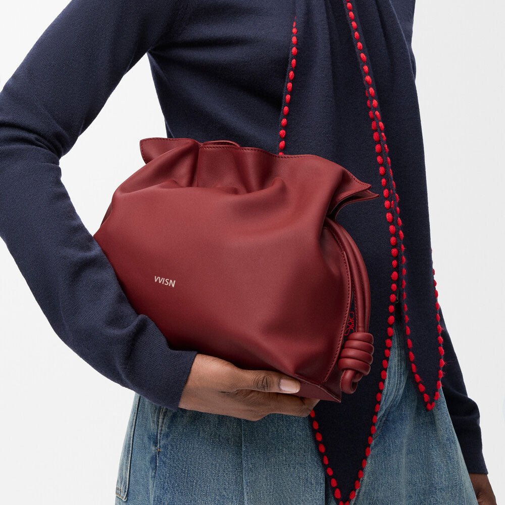 Burnt Red Medium Nappa Calfskin Flamenco Clutch - VVISN