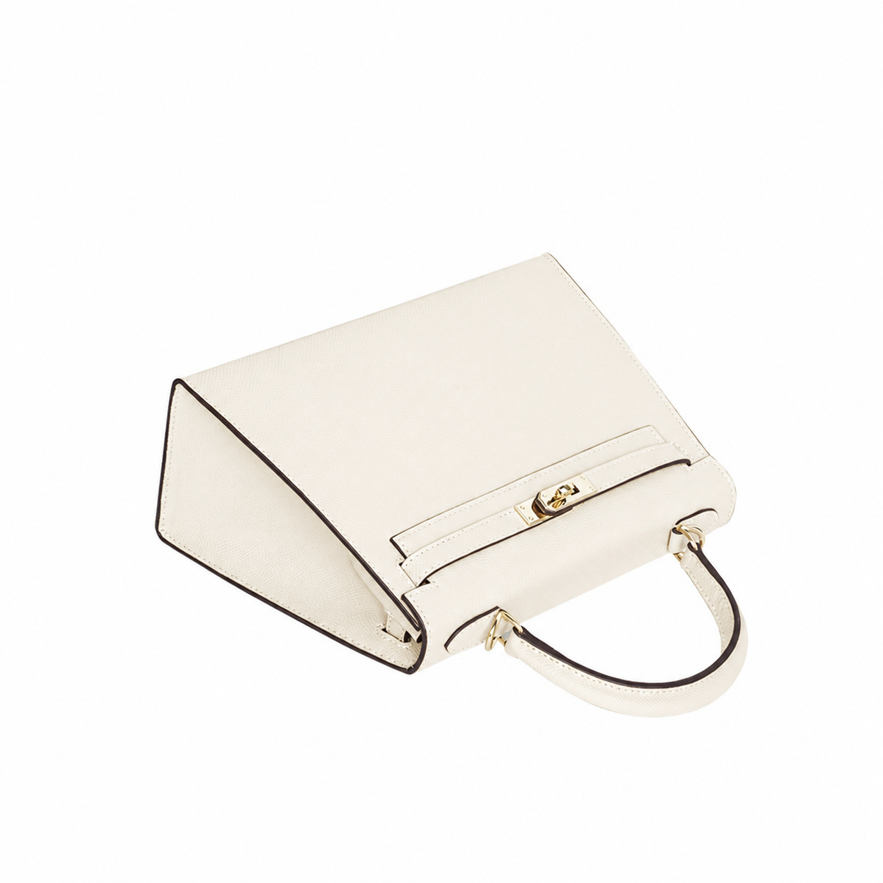 Ivory Lock Top Handle Bag
