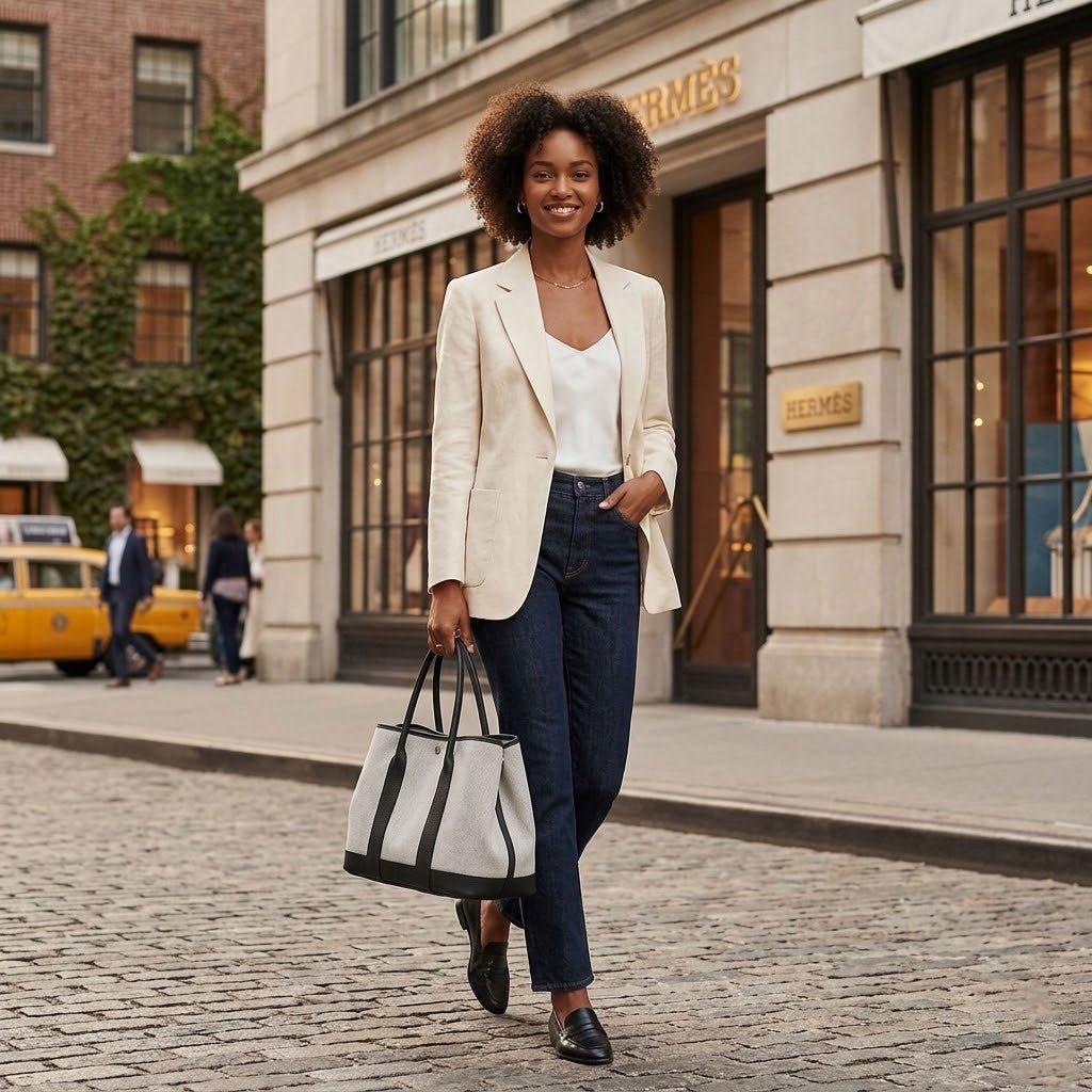 Canvas and Calfskin Large Tote Bag - VVISN