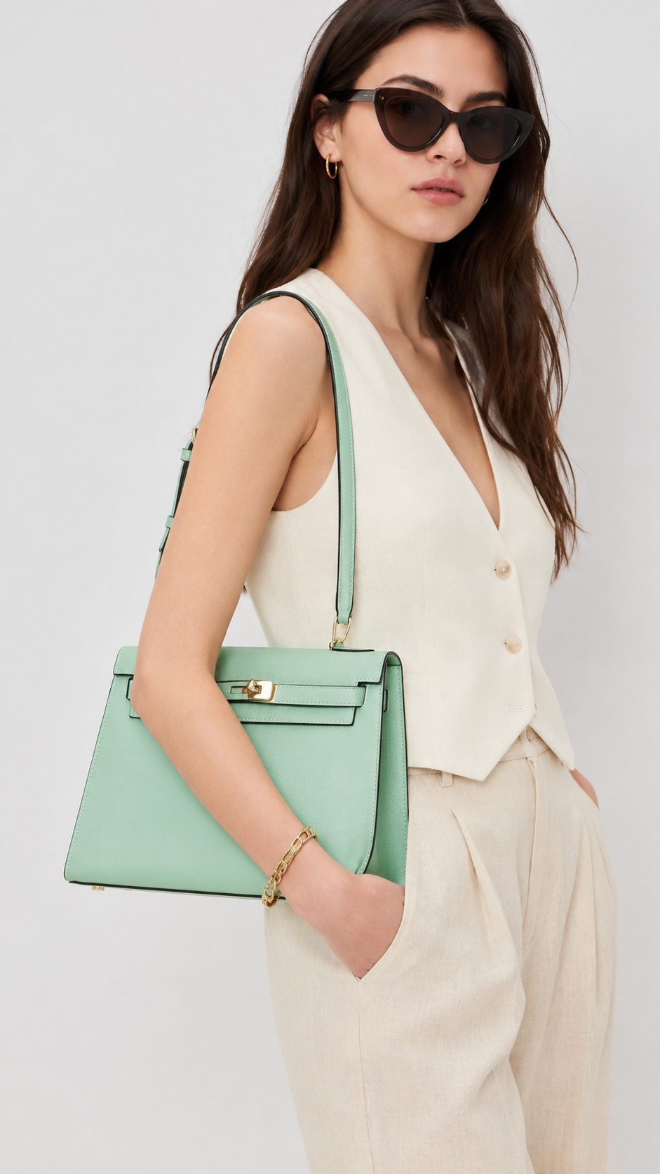 Sage Lock Top Handle Bag outfit scenario