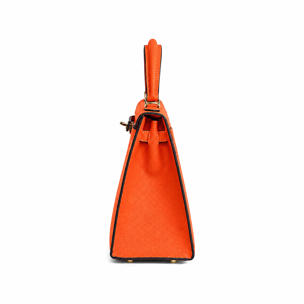 Tangerine Lock Top Handle Satchel Bag