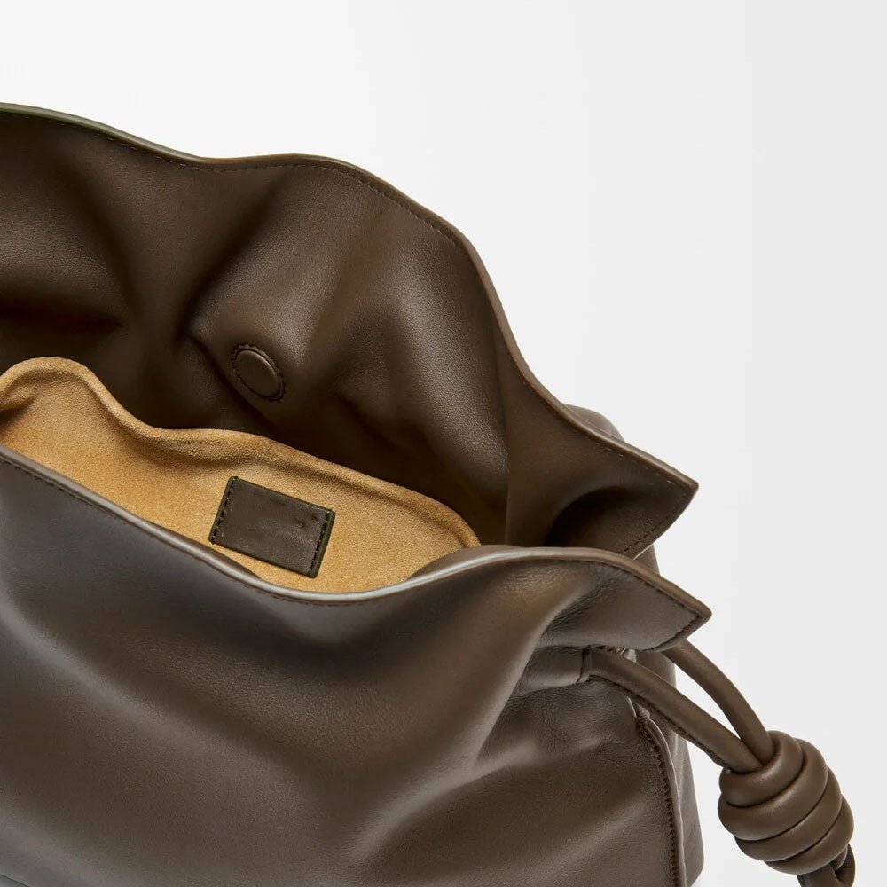 Chocolate Medium Flamenco clutch in nappa calfskin - VVISN