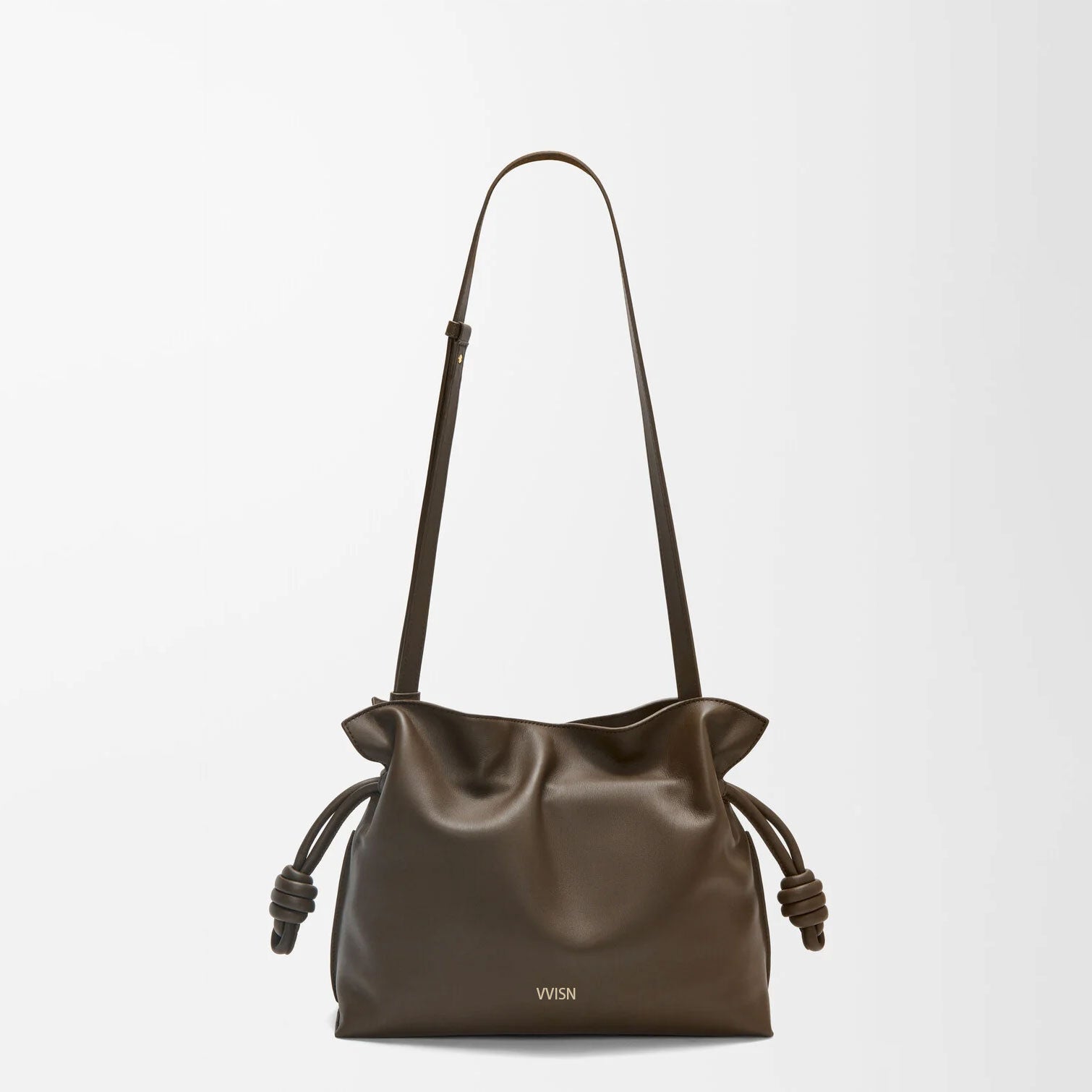 Chocolate Medium Flamenco clutch in nappa calfskin - VVISN