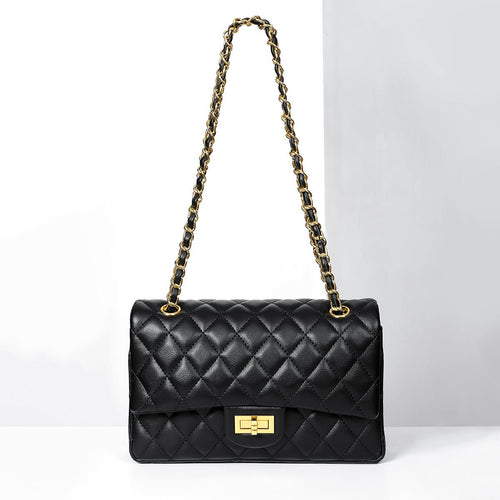 Classic Black Lychee Leather Handbag - VVISN